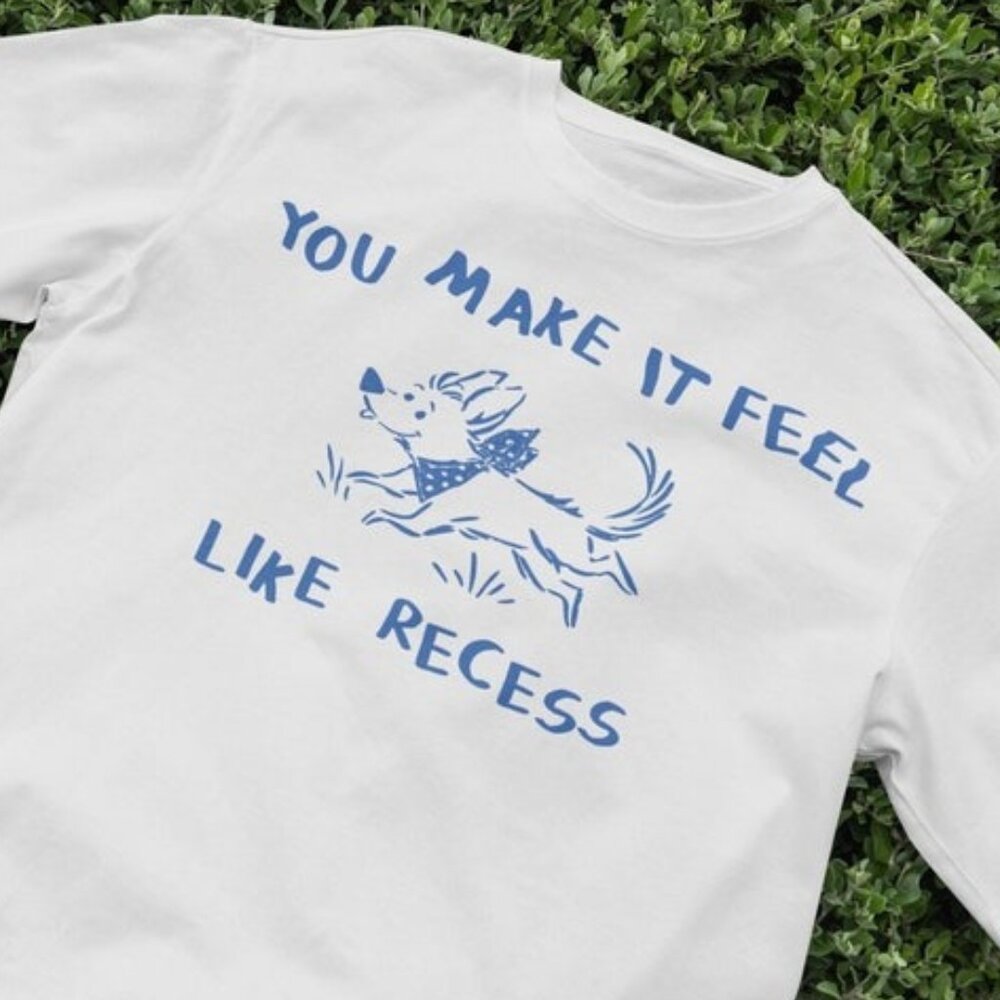 Retro Dog Recess T-Shirt, Playful Dog Graphic Tee